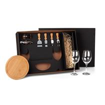 Kit Queijo E Vinho Com Espaço Para Garrafa - 9 Pçs