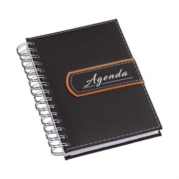 Agenda Wire-o Luxo Preta com Detalhe Marrom - LG3575