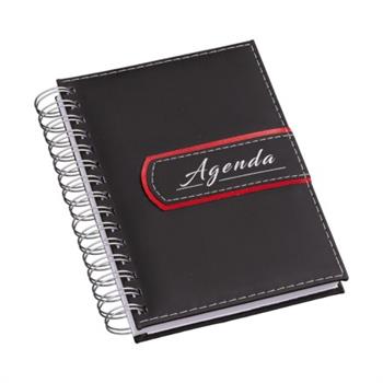 Agenda Wire-o Luxo Preta com Detalhe Vermelho - LG3574