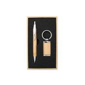 Kit Caneta e Chaveiro Bambu - 18835
