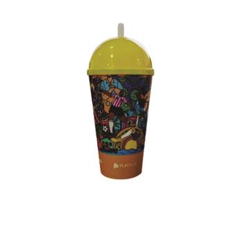 Copo 550 ml com Tampa Bola e Canudo Mold Label