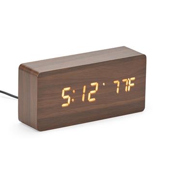 Relógio Despertador de Madeira Com Painel LED - 18563B