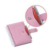 Planner Elite Rosa Wire-o c/ Fecho de Imã + Sup. p/ Cartão e Caneta - LG3494 Rosa