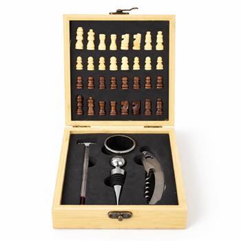 Kit Vinho com Jogo de Xadrez 4 Peças - 19118